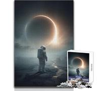 Puzzle per adulti "Astronauta che osserva l'eclissi solare", 1000 pezzi, gioco educativo con sfida, opzione regalo speciale e sentita, dimensioni 38x26cm