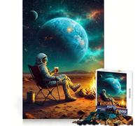 Puzzle per adulti "Astronauta che si rilassa con una birra su Marte" (50x75cm) 1000 pezzi Stimola la mente, regala relax e un Natale gioioso