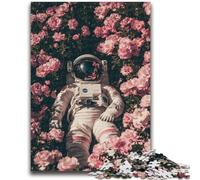 Puzzle per adulti Astronauta nel mare di fiori Difficili da completare ma divertenti e spiritosi Decorazioni e regali unici per la casa 50x75cm