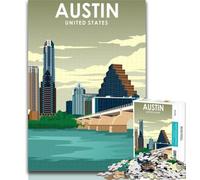 Puzzle per adulti Austin Texas Travel Poster 1000 pezzi Puzzle per adolescenti Regali, gioco educativo sfida giocattolo per donne e uomini 75x50cm