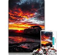 Puzzle per adulti "Auto al tramonto" 1000 pezzi con pezzi completamente interconnessi e di forma casuale per bambini dai 14 anni in su (26x38cm)