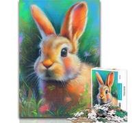 Puzzle per adulti Baby Bunny in the Flowers Puzzle 1000 pezzi per regali per adulti, ideale come regalo per tutta la famiglia per bambini dai 14 anni in su, 26x38cm