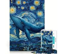 Puzzle per adulti "Balena nella notte stellata" da 1000 pezzi,gioco di logica,regalo,taglio di precisione,attività rilassante di gruppo al chiuso (38x52cm)