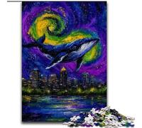 Puzzle per adulti "Balene nel cielo notturno", 1000 pezzi, attività divertenti per la famiglia a casa, regalo di compleanno, regali da viaggio (50x75cm)