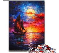 Puzzle per adulti "Barca a vela sotto il cielo notturno", 2000 pezzi, gioco difficile e stimolante, gioco educativo per famiglie, per compleanni e Natale (70x100cm)