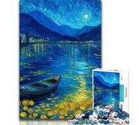 Puzzle per adulti "Barca sotto il cielo notturno", 1000 pezzi, difficile da completare ma divertente e umoristico, un'idea regalo e un arredamento per la casa unici (38x26cm)