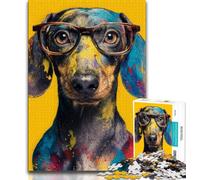 Puzzle per adulti "Bassone con gli occhiali" 1000 pezzi per adulti e ragazzi collezione di giochi intellettuali belle arti (50x75cm)