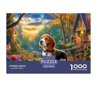 Puzzle per adulti Beagle: Beagle nei boschi autunnali per tutta la famiglia, donne, regali per uomini 70x50 cm/1000 pezzi