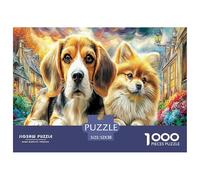 Puzzle per adulti Beagle in Town da 1000 pezzi - Due cani in una scena vivace, gioco impossibile, difficile e stimolante, per decorazioni murali e regali, 52x38 cm/1000 pezzi