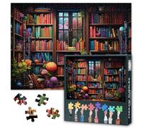 Puzzle per adulti - Biblioteca Puzzle 1000 pezzi, libri colorati arte difficile difficile difficile puzzle famiglia (70 x 50 cm), decorazione unica per la casa e (libreria fantasy)