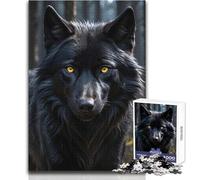 Puzzle per adulti Black Wolf Yellow Eyes da 1000 pezzi, sfida mentale, gioco di apprendimento, sorpresa premurosa per le celebrazioni, dimensioni 38x52cm