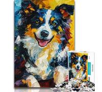 Puzzle per adulti Border Collie 1000, giocattoli educativi per l'apprendimento, giochi per famiglie con poster abbinato e foglio di quiz 38x26cm