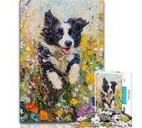 Puzzle per adulti Border Collie in corsa, 1000 pezzi, gioco educativo, sfida, decorazione da parete, compleanno e Natale, 38x26cm