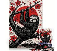 Puzzle per adulti "Bradipo tra i ciliegi in fiore" da 1000 pezzi, ideale per rafforzare la memoria, infondere calma e tranquillità, con bordi netti Oggetto da collezione 38x26cm