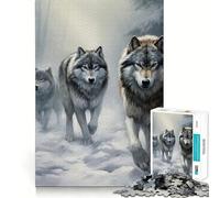 Puzzle per adulti "Branco di lupi nella foresta innevata" da 1000 pezzi,gioco stimolante per la mente,pezzi precisi e facili da incastrare,attività rilassante di gruppo al chiuso (38x26cm)