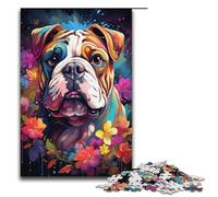 Puzzle per adulti Bulldog colorato psichedelico 1000 pezzi Puzzle in legno per bambini dai 12 anni in su Giocattoli educativi 1000 pezzi (38x26 cm)