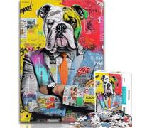 Puzzle per adulti Bulldog Doodle 1000 pezzi Difficile, aiuta il cervello a esercitare Giocattoli avvincenti per coltivare la pazienza Ottimo regalo 38x26cm