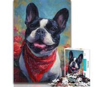 Puzzle per adulti Bulldog francese felice 1000 pezzi per adulti e adolescenti, giochi educativi classici, bella decorazione 26x38cm