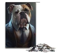 Puzzle per adulti Bulldog vestito animale 1000 pezzi Puzzle in legno per adulti e bambini dai 12 anni in su 1000 pezzi (38x26 cm)