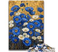 Puzzle per adulti Campo di papaveri blu per età 14+ Difficile da completare ma divertente e umoristico Ottimi regali e giocattoli 50x75cm