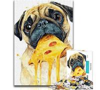 Puzzle per adulti "Cane che mangia pizza" 1000 pezzi per adulti e adolescenti perfetto per trascorrere il tempo in casa e migliorare l'amore tra coppie (50x75cm)