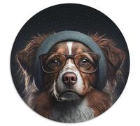 Puzzle per adulti "Cane Hipster in Vestiti" da 1000 pezzi, puzzle rotondo da 1000 pezzi, perfetto per adolescenti e per l'arredamento della casa (67,5x67,5cm)