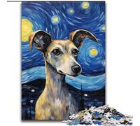 Puzzle per adulti Cane sotto le stelle, gioco per famiglie antistress, sfida difficile, un'opera d'arte per bambini dai 14 anni in su (dimensioni 50x75cm)