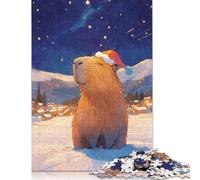 Puzzle per adulti "Capybara Santa in Winter Wonderland", puzzle premium in cartone riciclato al 100%, puzzle per la risoluzione dei problemi per bambini adulti, regalo di Natale, 1000 pezzi (75x50 cm)