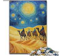 Puzzle per adulti "Carovana del deserto con cammelli", 1000 pezzi, difficile, educativo, antistress, ideale come regalo per tutta la famiglia (26x38cm)