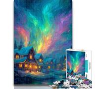 Puzzle per adulti "Case sotto l'aurora boreale" da 1000 pezzi, per adulti e adolescenti, gioco stimolante e interazione genitore-figlio in famiglia, 50x75cm