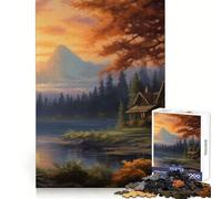 Puzzle per adulti "Casetta nella foresta autunnale" da 1000 pezzi, stimolante per la mente, rilassante, ideale per i momenti di svago, perfetto come regalo di Natale (38x52cm)