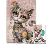 Puzzle per adulti Cat Art da 1000 pezzi, difficili da completare ma divertenti e umoristici, con poster abbinato e foglio di quiz 50x75cm