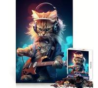 Puzzle per adulti "Cat Guitar Odyssey" da 1000 pezzi, per la concentrazione, la distrazione e la crescita personale Bordo uniforme Regalo di Natale (50x75cm)
