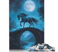 Puzzle per adulti "Cavalcata di stelle con cavallo nero", 1000 pezzi, puzzle di carta per adulti e adolescenti, giocattoli per la decorazione della casa, 38x26 cm/1000 pezzi