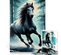 Puzzle per adulti "Cavallo bianco nella foresta al chiaro di luna",1000 pezzi,gioco di logica,regalo,taglio di precisione,rilassante attività di gruppo al chiuso (38x52cm)
