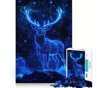 Puzzle per adulti "Cervo al neon nella notte stellata", 1000 pezzi, gioco di logica e abilità, antistress, taglio preciso, regalo elegante (38x52cm)