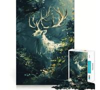 Puzzle per adulti "Cervo bianco nella giungla" da 1000 pezzi Stimola la memoria,è divertente,i pezzi sono fustellati con alta precisione,facili da imparare e adatti a tutta la famiglia (38x52cm)