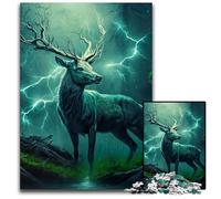 Puzzle per adulti "Cervo incantato nella tempesta" da 1000 pezzi, puzzle impegnativi, regalo perfetto per la festa della mamma, compleanni, Natale, 50x75cm/19,68x29,52 pollici