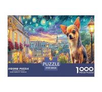 Puzzle per adulti Chihuahua per la decompressione: cucciolo di A Starlit Cityscape Educational Game Challenge 1000 pezzi 38x26 cm/1000 pezzi