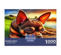 Puzzle per adulti Chihuahua per la decompressione: un chihuahua che riposa a terra, gioco educativo, sfida da 1000 pezzi, 38x26 cm/1000 pezzi