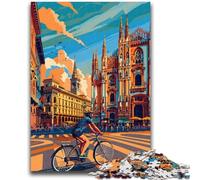 Puzzle per adulti "Ciclismo a Milano" da 1000 pezzi, aiuta il cervello a esercitare i giocattoli avvincenti per coltivare la pazienza, gioco di sfida unico, 1000 pezzi (26x38cm)