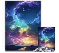 Puzzle per adulti Cielo nero con nuvole arcobaleno da 1000 pezzi,puzzle difficili per adulti,ideali per gli innamorati, Capodanno e San Valentino,19,68x29,52 pollici.