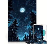 Puzzle per adulti "Cielo notturno con luna e alberi", 1000 pezzi, gioco di logica fine, relax, bordi netti, opera d'arte (50x75cm)