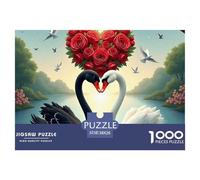 Puzzle per Adulti Cigno 1000 Pezzi - Cigno Rosa Cuore Lago, Estremamente Difficile, Gioco Famiglia 38x26cm