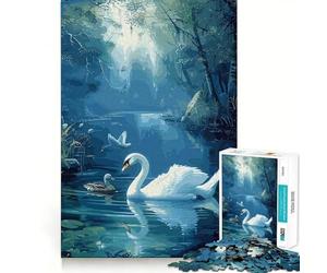 Puzzle per adulti "Cigno nella foresta" da 1000 pezzi Un gioco intelligente per la casa, con tagli precisi Decorazione murale 38x52cm