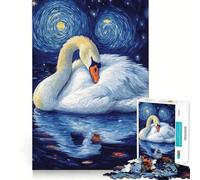 Puzzle per adulti "Cigno sotto una notte stellata" da 1000 pezzi Un gioco intelligente per la casa, con tagli precisi Decorazione murale 38x52cm