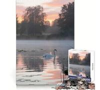 Puzzle per adulti "Cigno sul lago nebbioso all'alba" da 1000 pezzi Un giocattolo intelligente per la casa, con tagli precisi Decorazione murale 38x52cm