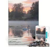 Puzzle per adulti "Cigno sul lago nebbioso all'alba" da 1000 pezzi Un giocattolo intelligente per la casa, con tagli precisi Decorazione murale 50x75cm