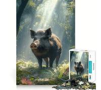 Puzzle per adulti "Cinghiale nella foresta" da 1000 pezzi,gioco di memoria,taglio di alta precisione,attività creativa per momenti di tranquillità e allenamento mentale a casa (38x52cm)