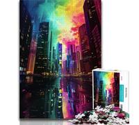 Puzzle per adulti Città colorata Puzzle per adulti 1000 pezzi Difficile Giocattoli Giochi educativi Antistress Lista dei desideri con Babbo Natale (50x75cm)